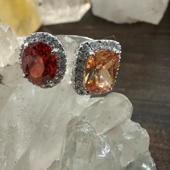 Sterling size 7 double stone ring - Picture 3 of 12